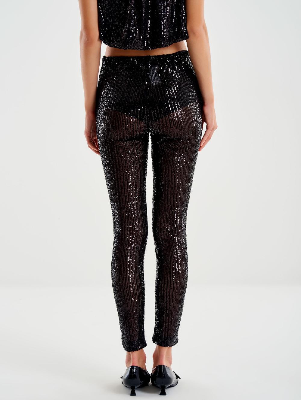 Vicolo Leggings in Paillettes Nero Pezzi Unici