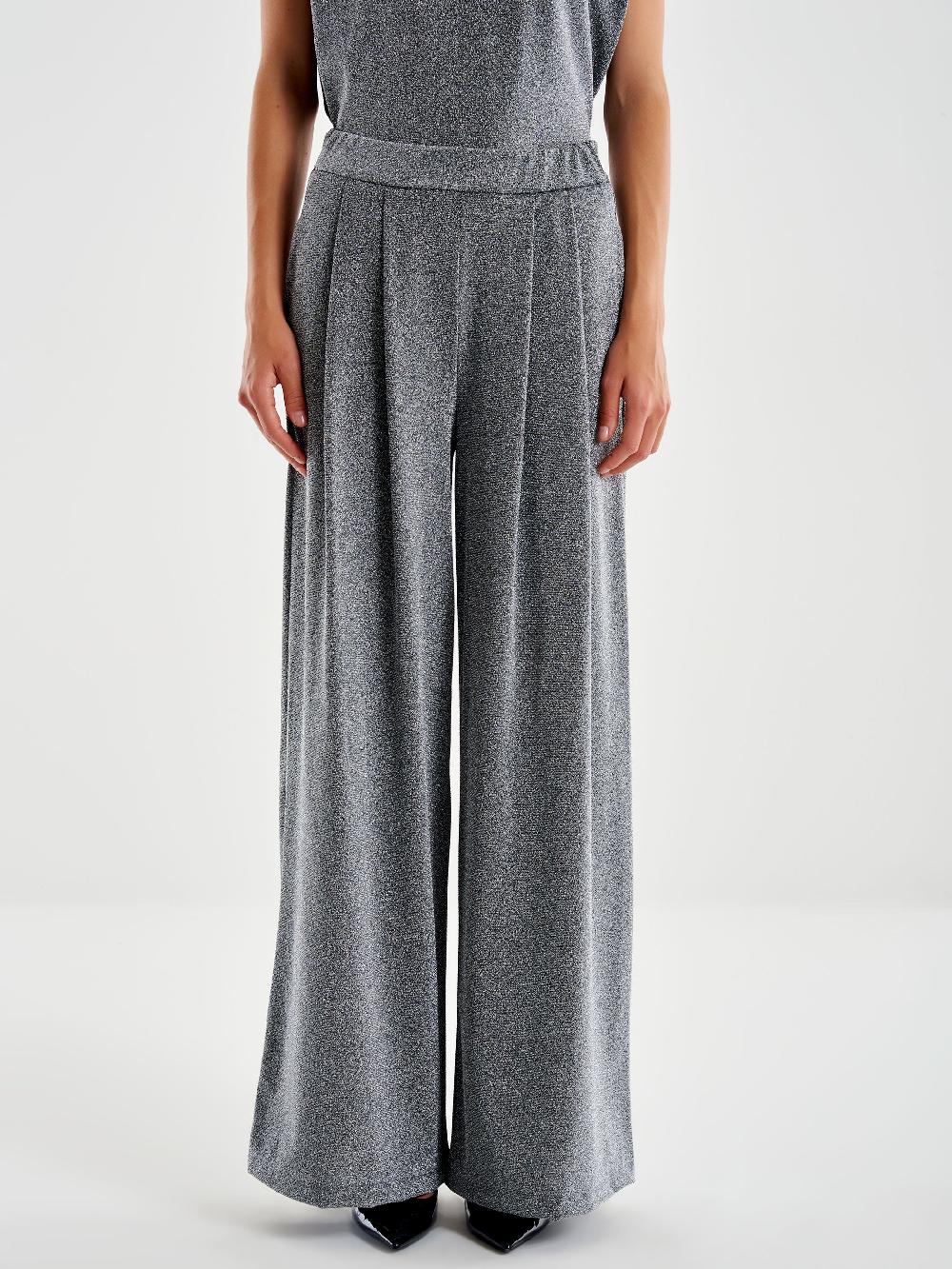 Vicolo Pantalone Ampio Lurex Grigio Qualità Garantita
