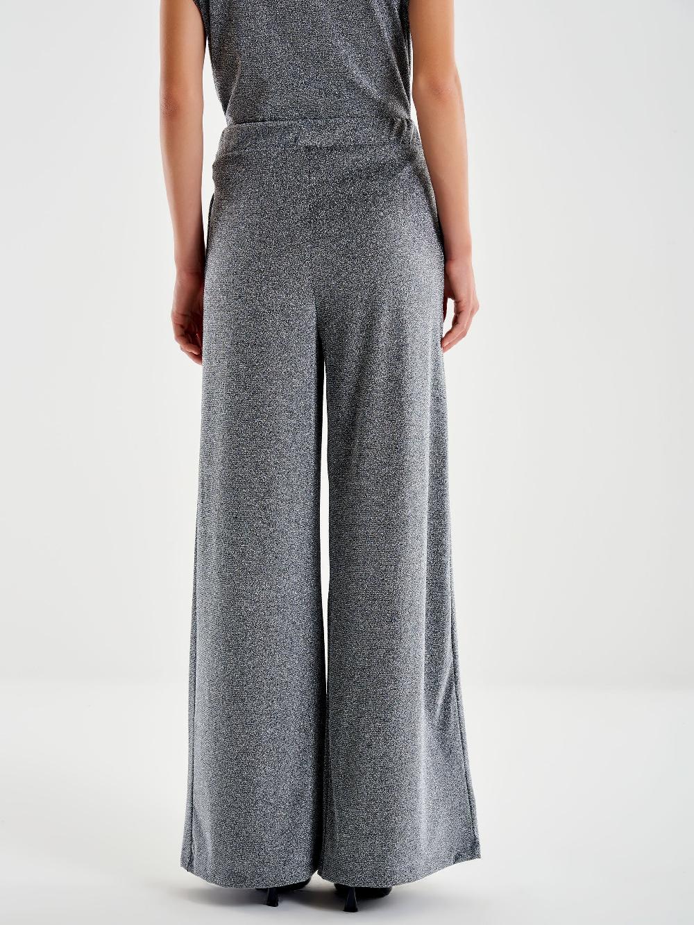 Vicolo Pantalone Ampio Lurex Grigio Qualità Garantita