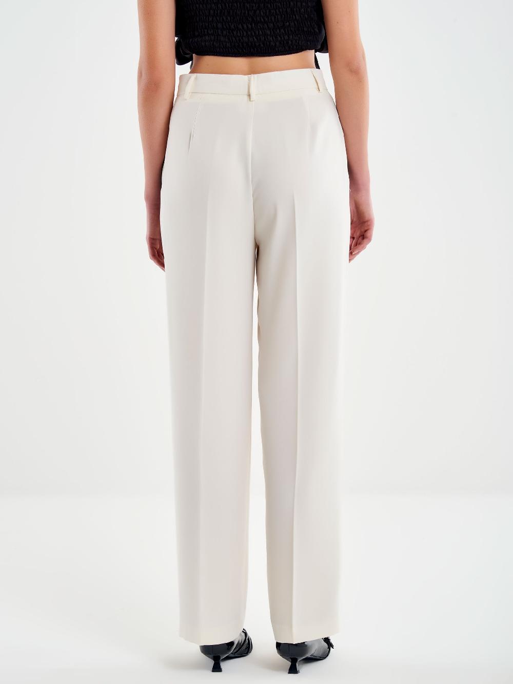 Vicolo Pantalone Banda Laterale Satin a Contrasto Bianco Consegna Veloce