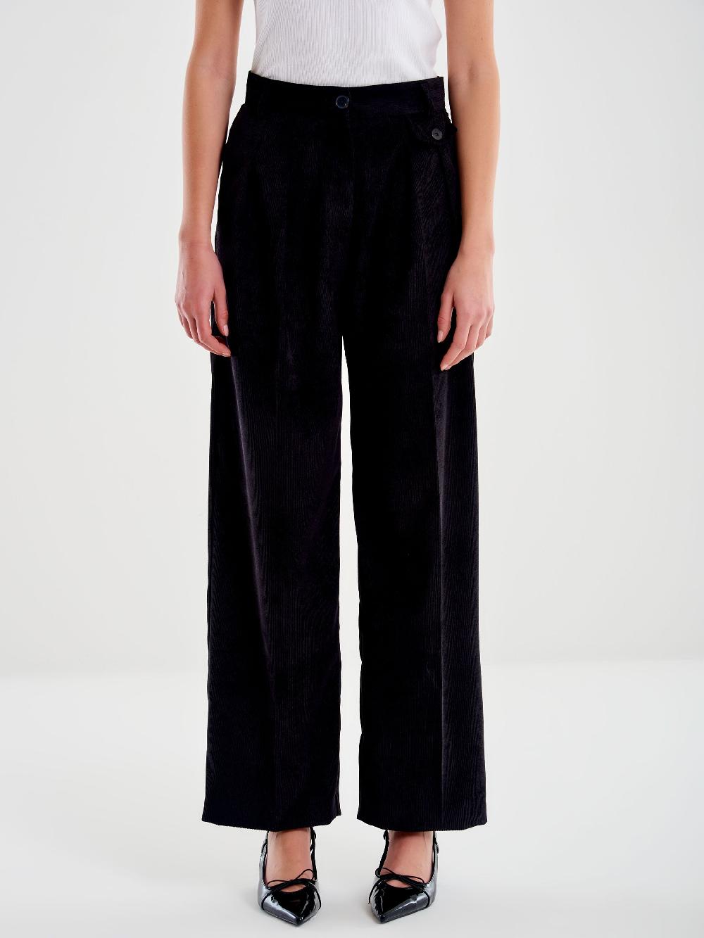 Vicolo Pantalone in Velluto a Coste Nero Promozione Limitata