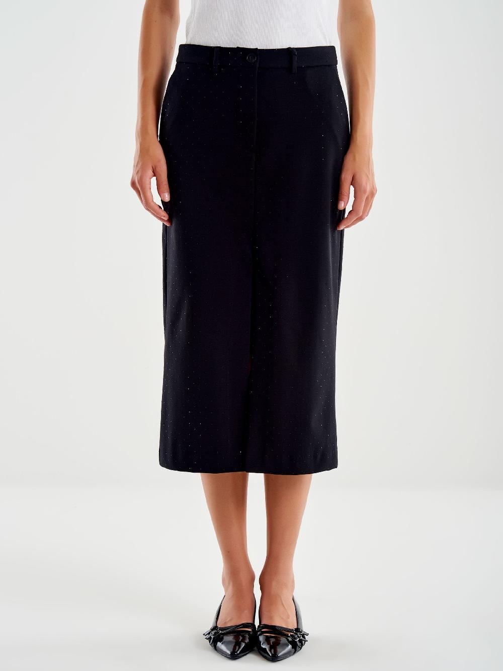 Vicolo Gonna Longuette con Spacco Frontale Nero Online