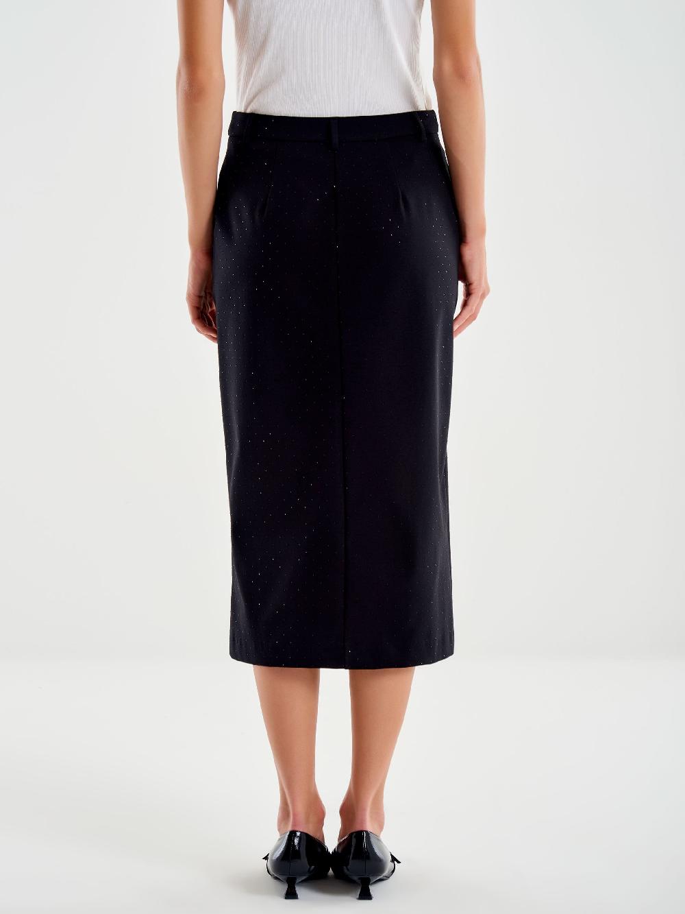 Vicolo Gonna Longuette con Spacco Frontale Nero Online