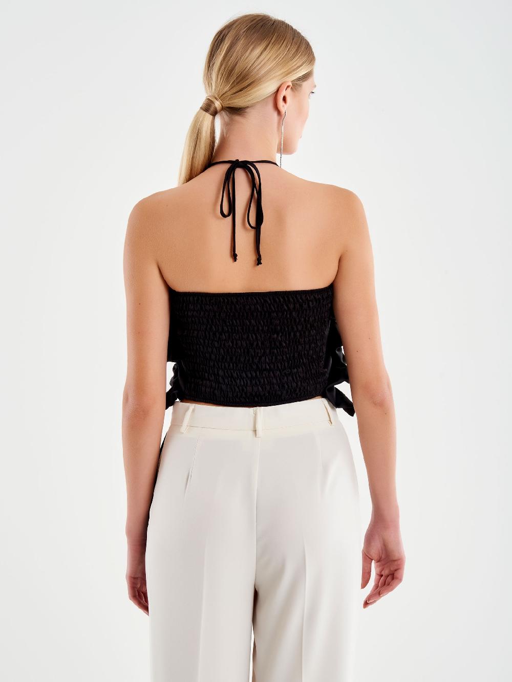 Vicolo Top Con Rouches Nero Offerta Anniversario