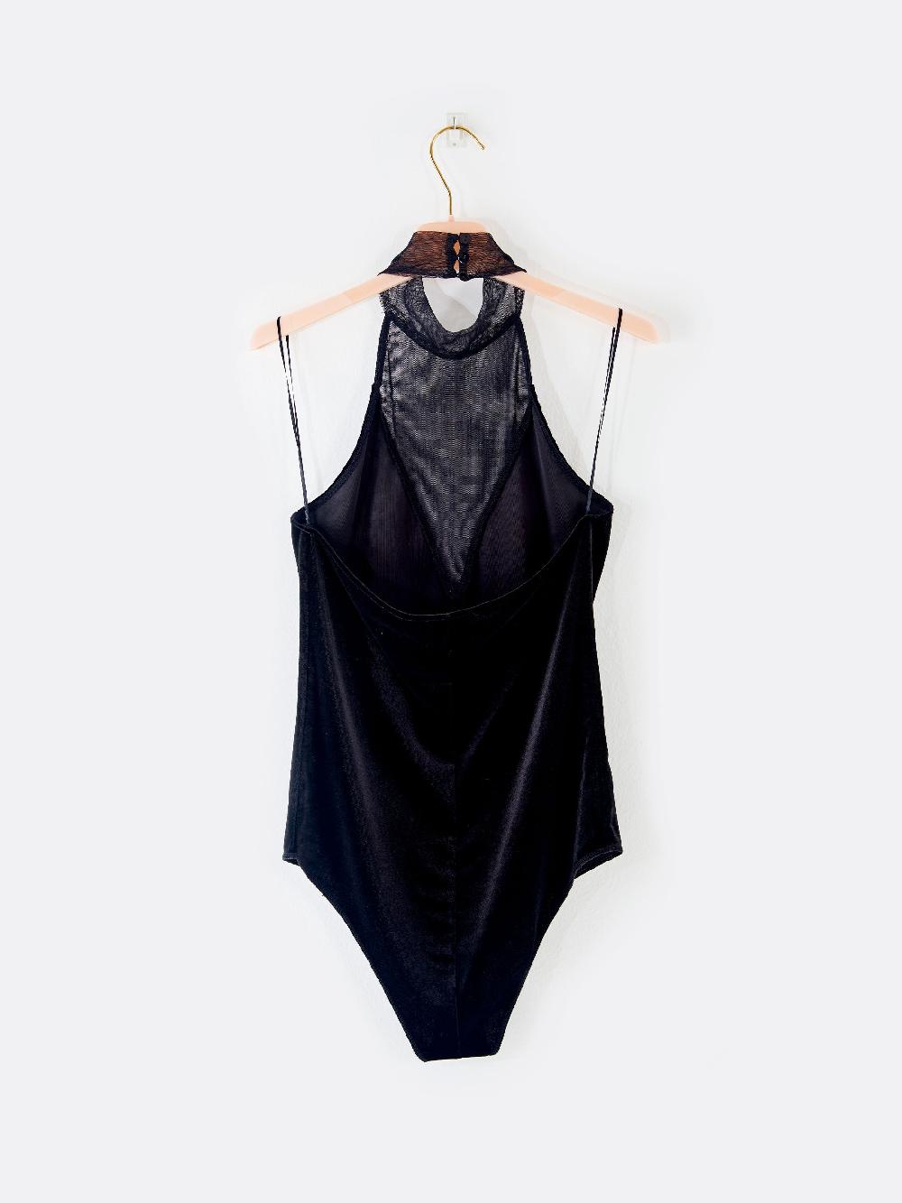 Vicolo Body in Tulle e Velluto Nero Moda