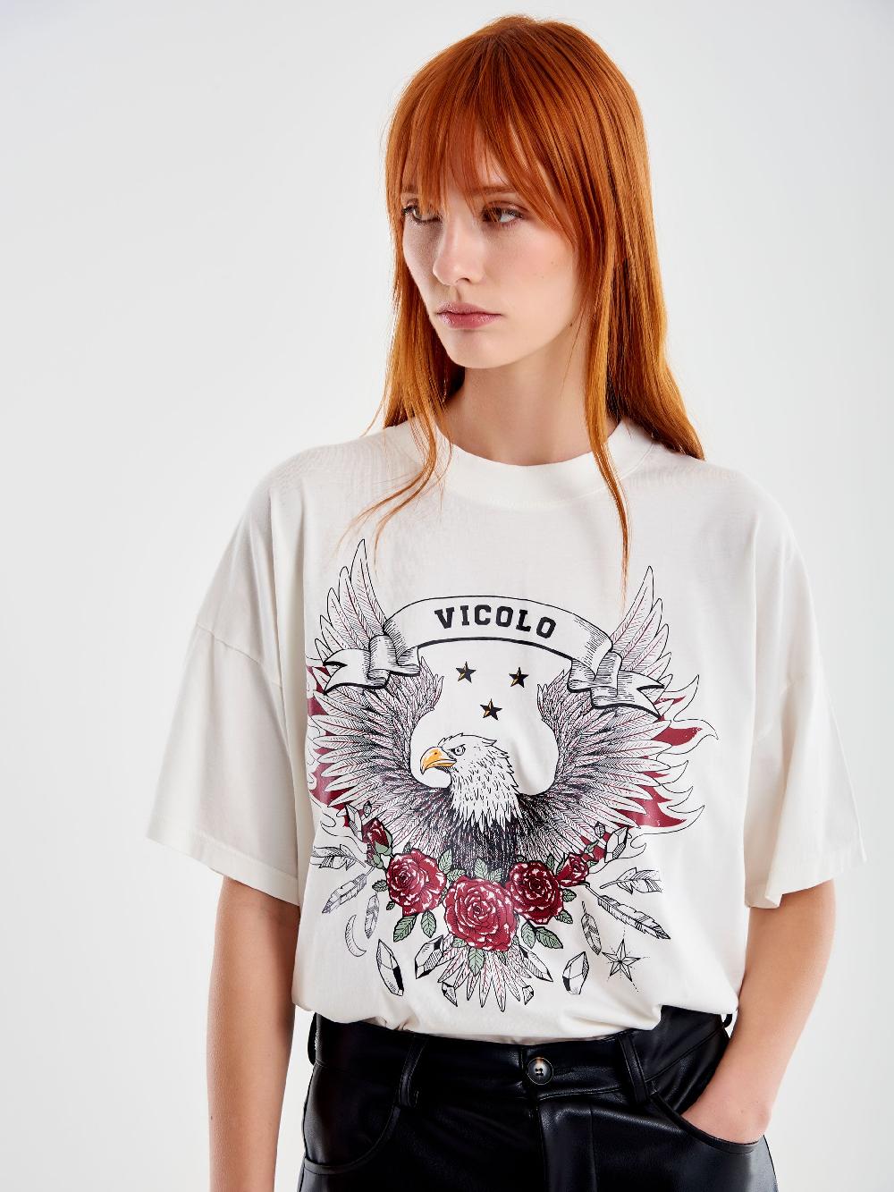 Vicolo T-shirt Fantasia Varsity Bianco 2025
