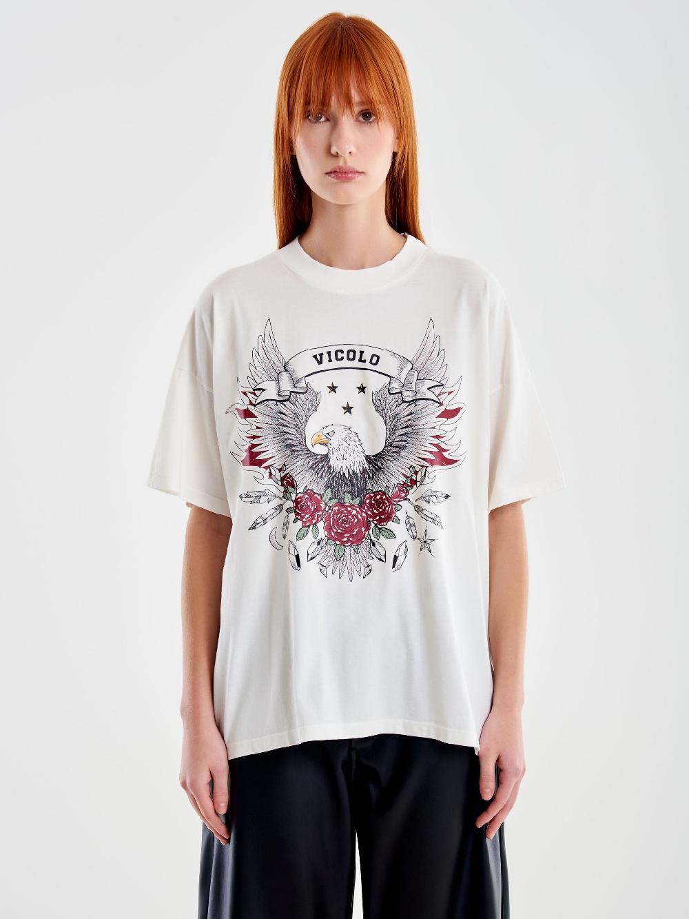 Vicolo T-shirt Fantasia Varsity Bianco 2025