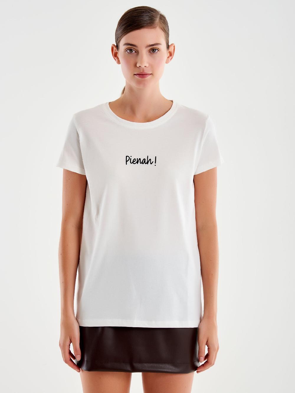 Vicolo T- Shirt Ricamo "pienah" Bianco Nuovo
