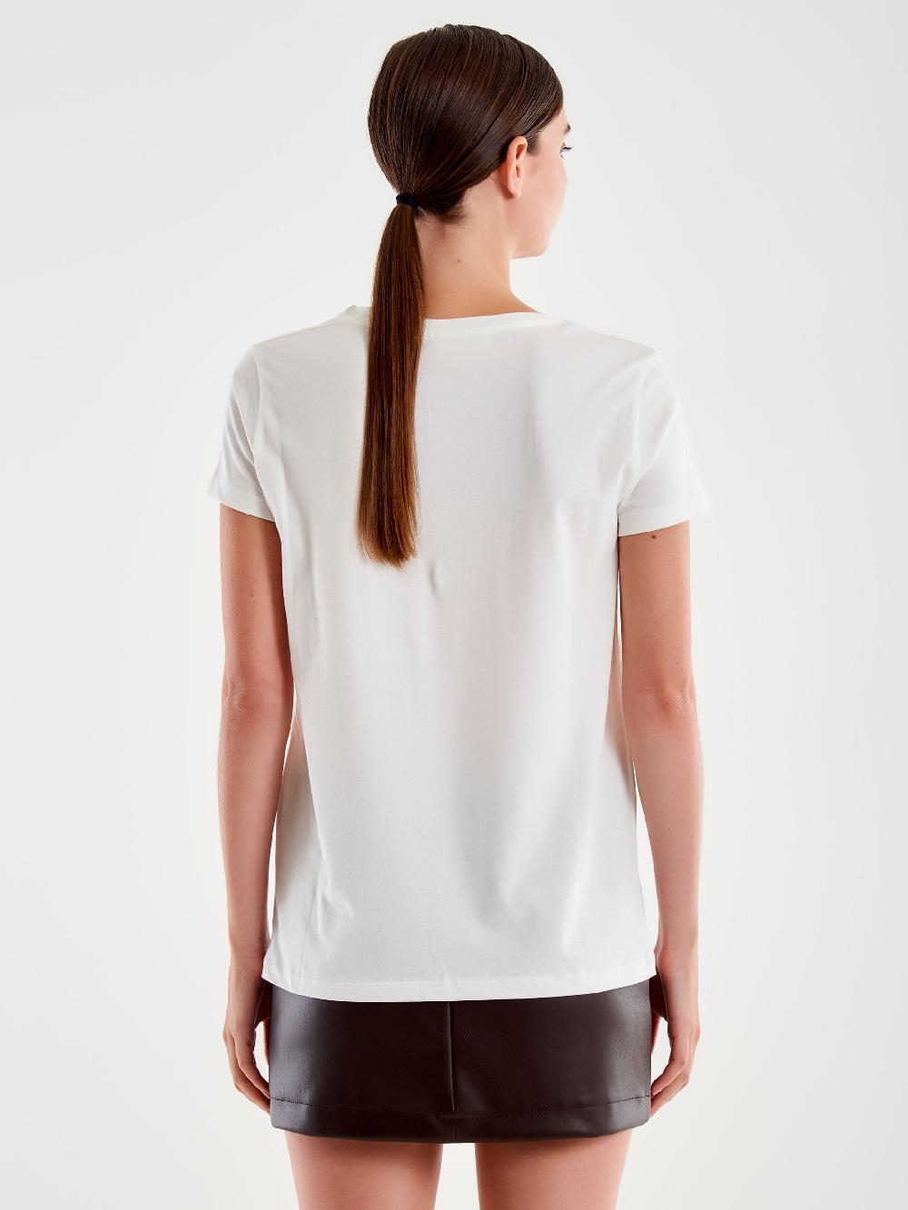 Vicolo T- Shirt Ricamo "pienah" Bianco Nuovo