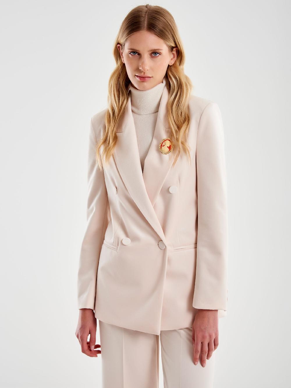 Vicolo Blazer Velluto con Spilla Bianco Offerte stagionali