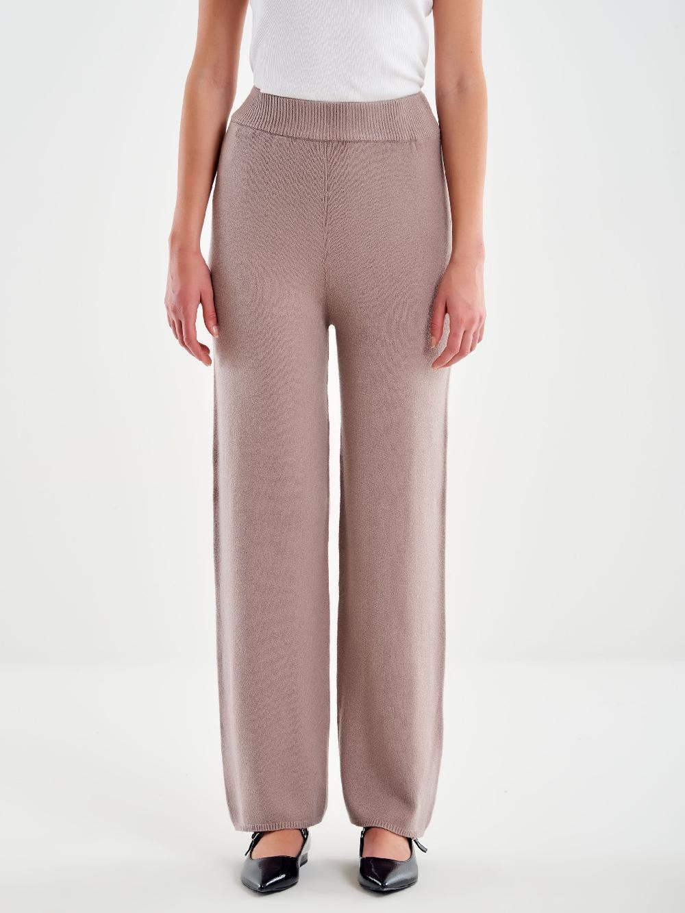 Vicolo Pantalone in Maglia con Elastico Beige Sconti VIP
