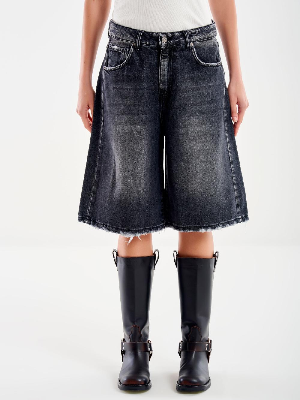 Vicolo Jeans Bermuda Nero Rotture Nero Presa
