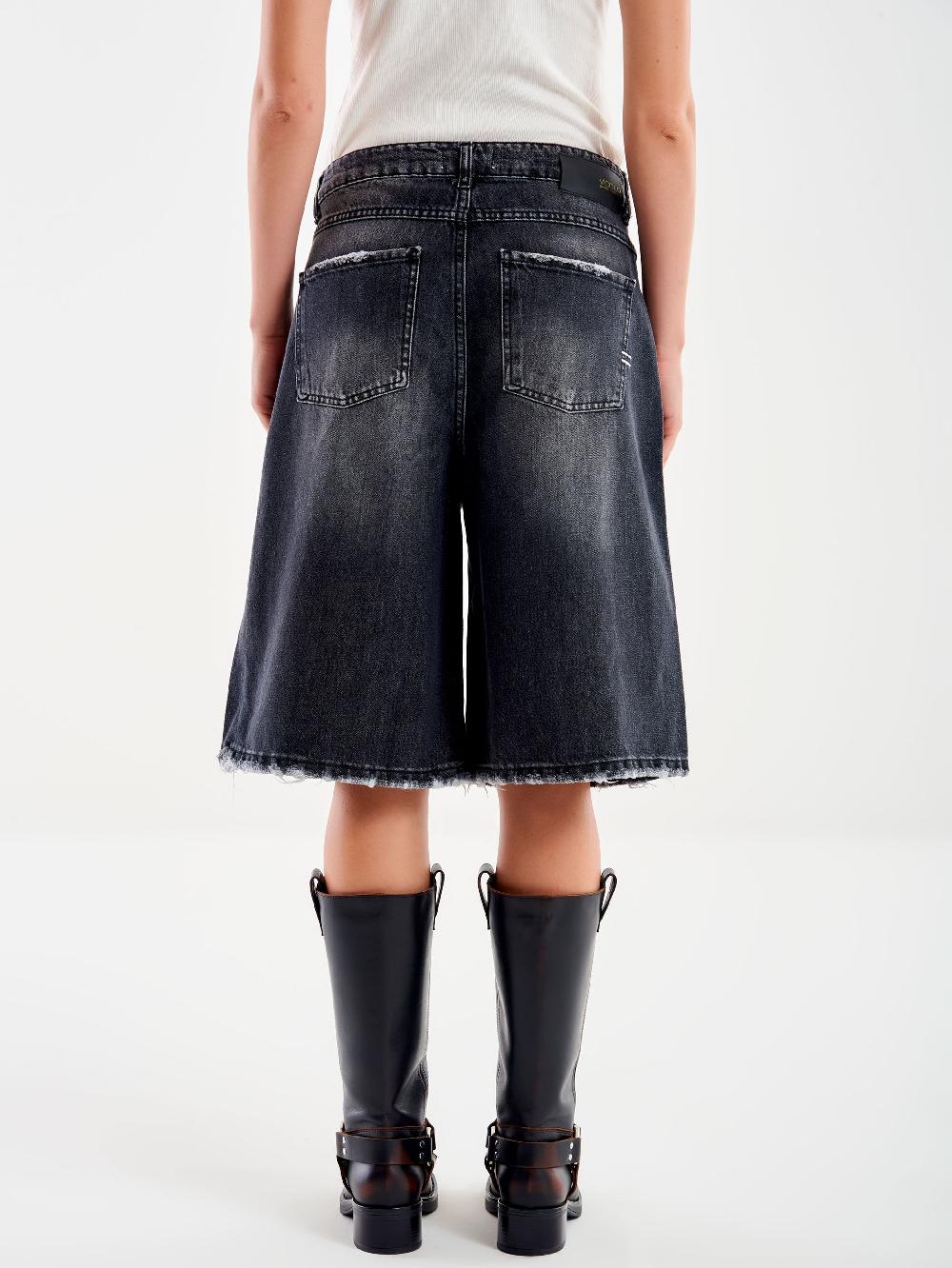 Vicolo Jeans Bermuda Nero Rotture Nero Presa