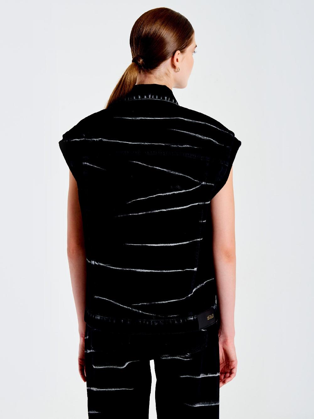Vicolo Gilet in Jeans Effetto ZebratoNero Offerta