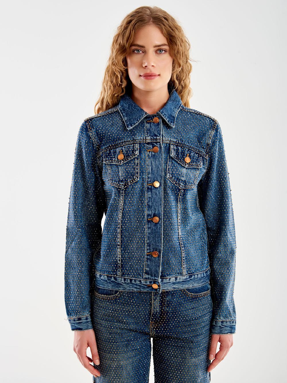 Vicolo Giacca Jeans e Strass Blu Online