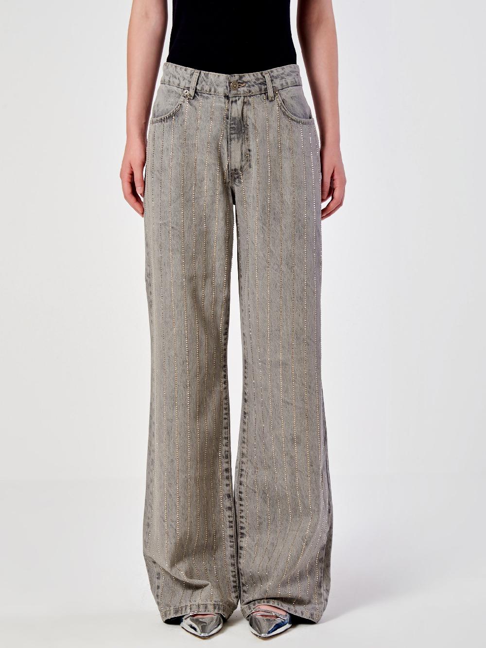Vicolo Jeans Strass effetto GessatoGrigio Vendita Calda
