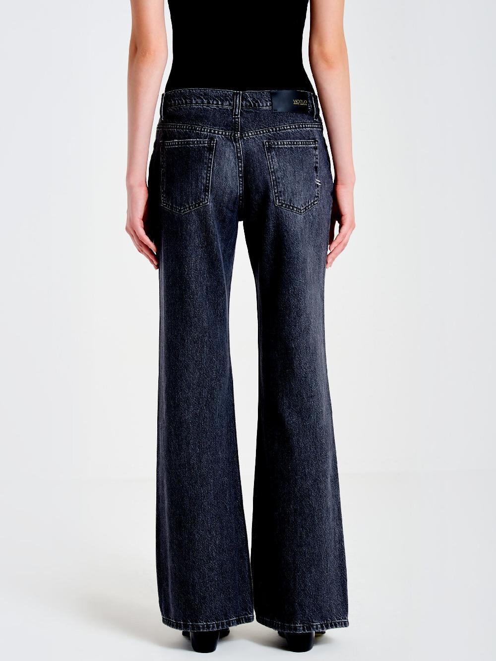 Vicolo Jeans Greta Straight Nero In Saldo