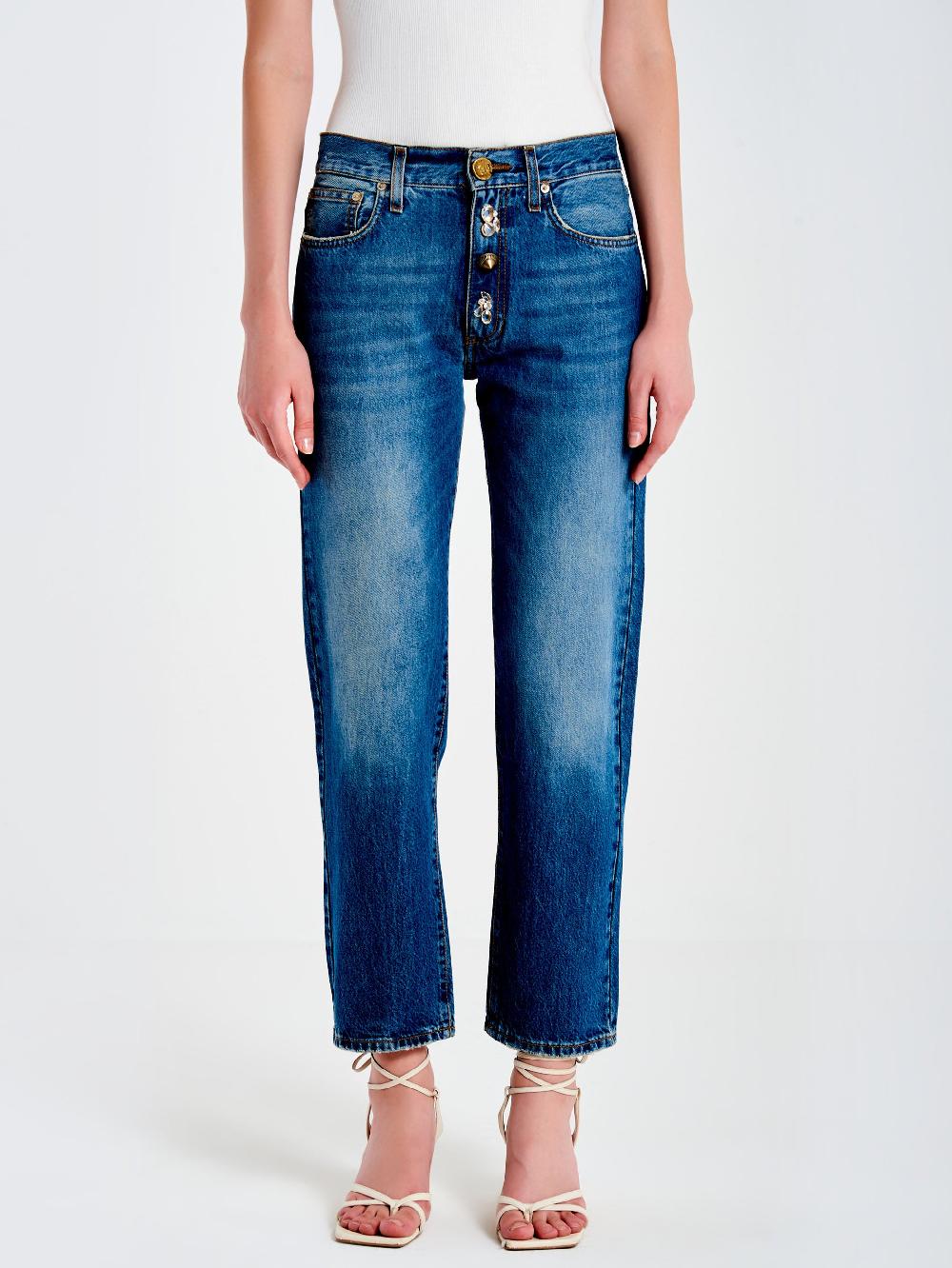 Vicolo Jeans Zoe Bottoni Gioiello BaggyBlu Nuova