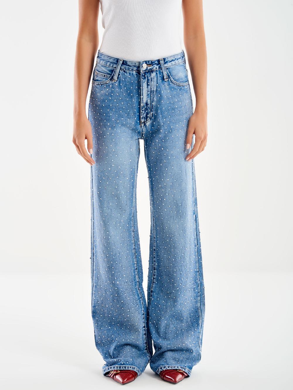 Vicolo Jeans Amber con Strass Blu Moda