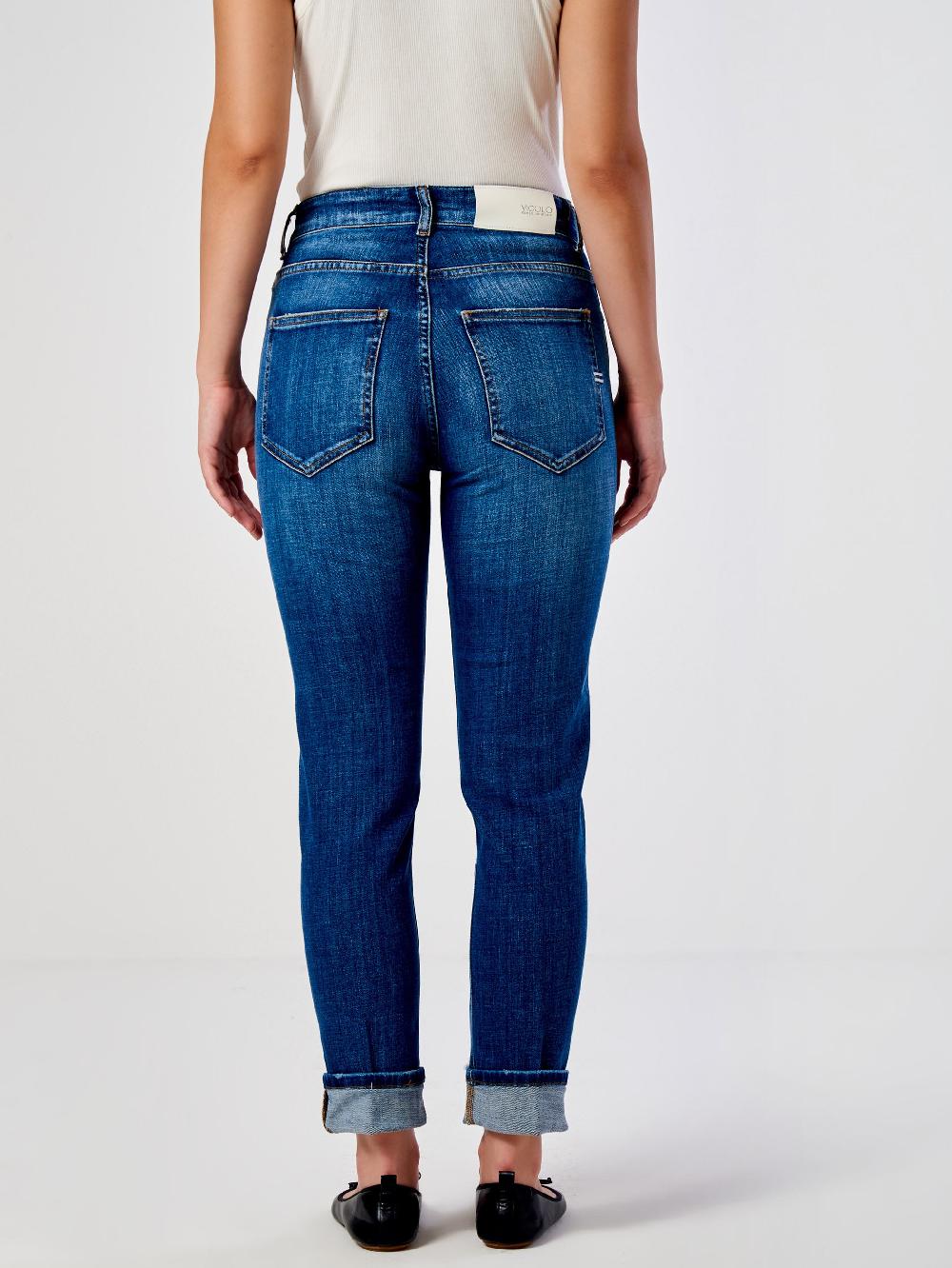 Vicolo Jeans Icon Daisy con Risvolto Blu Italy