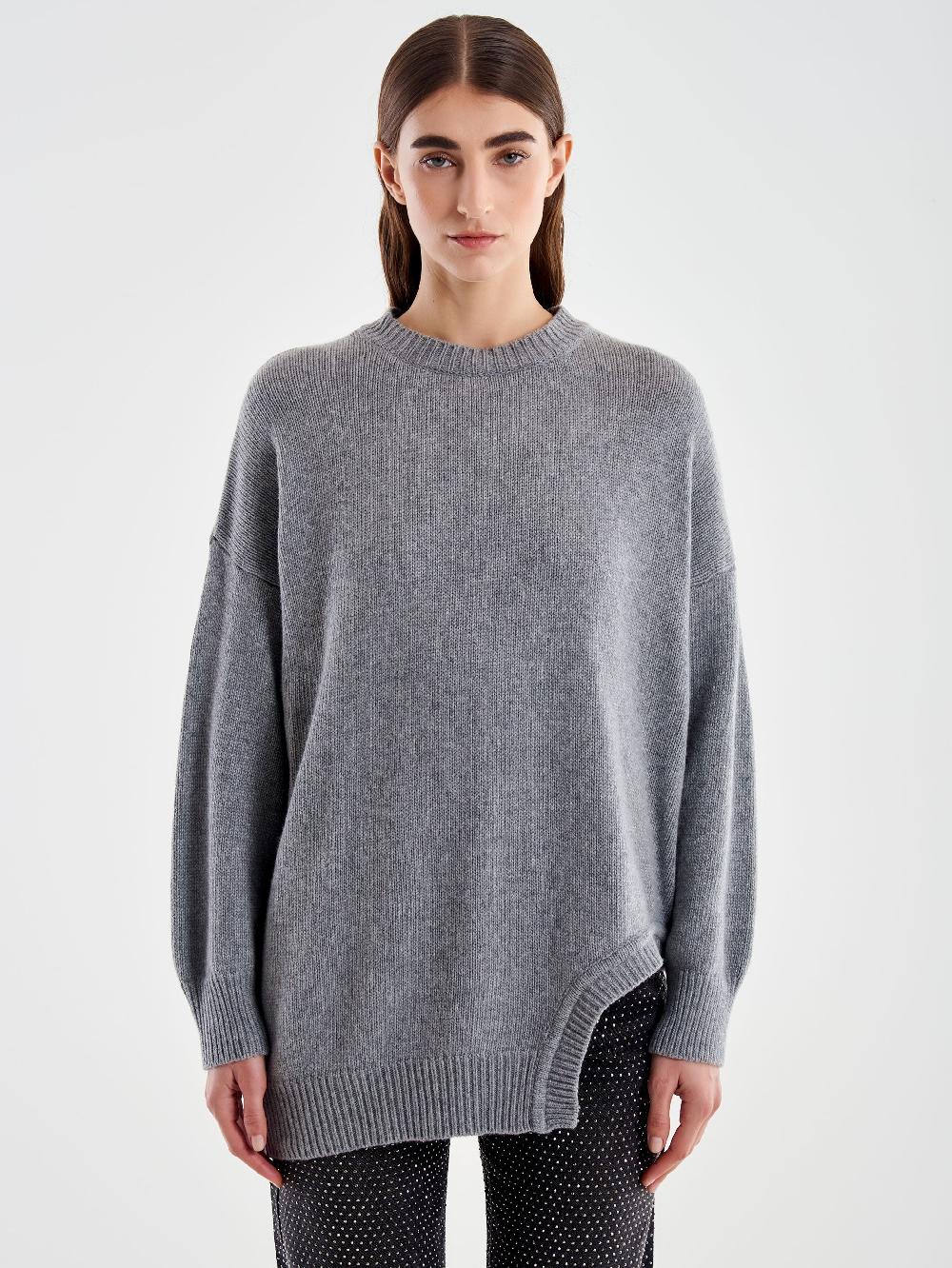 Vicolo Pull Girocollo Cut Out Grigio Acquista Ora