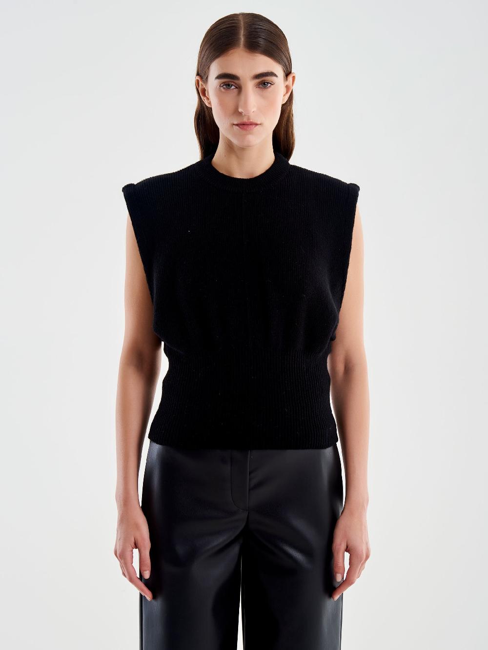 Vicolo Gilet Smanicato Girocollo Aderente Nero Promozione Limitata