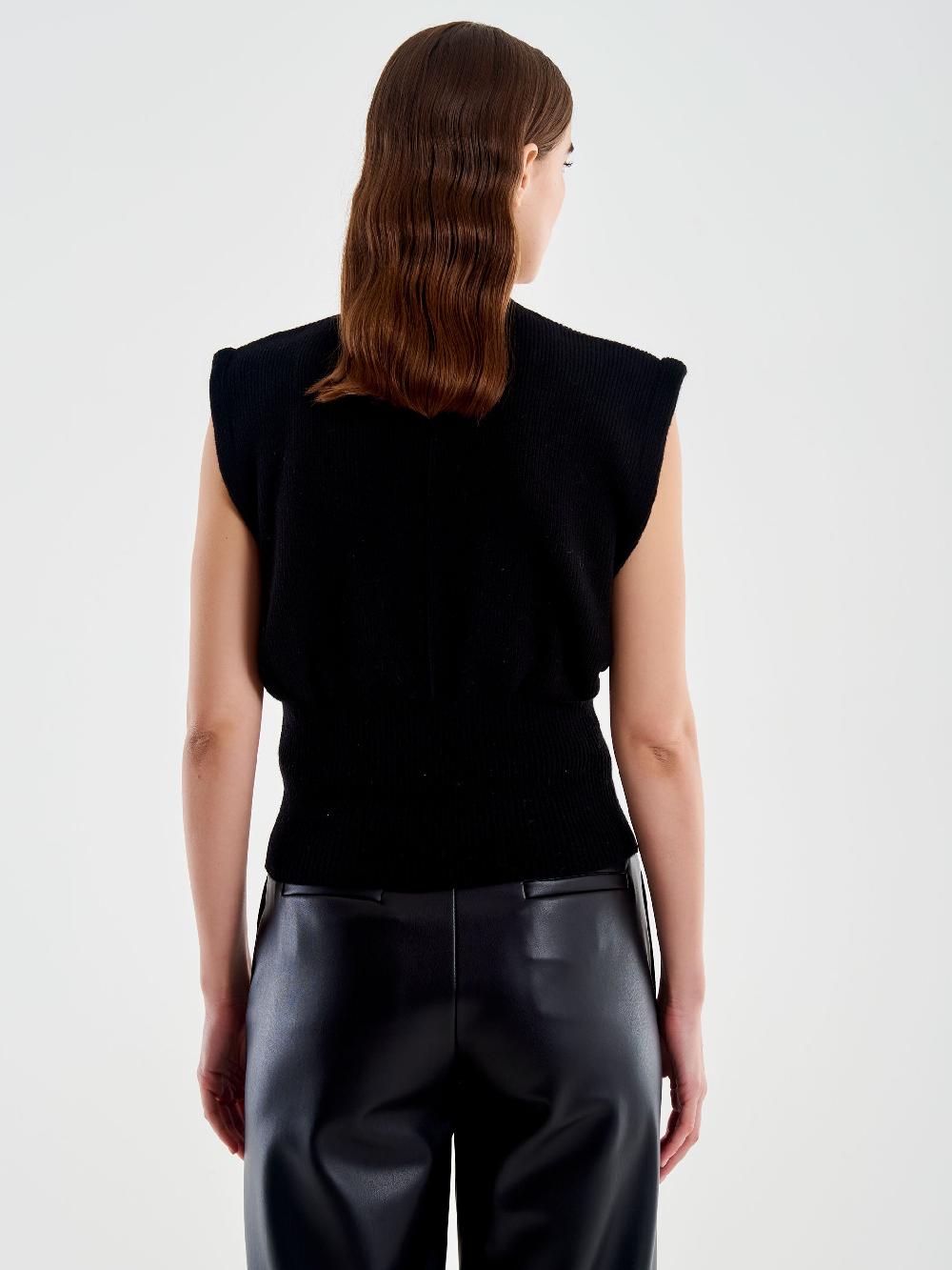 Vicolo Gilet Smanicato Girocollo Aderente Nero Promozione Limitata