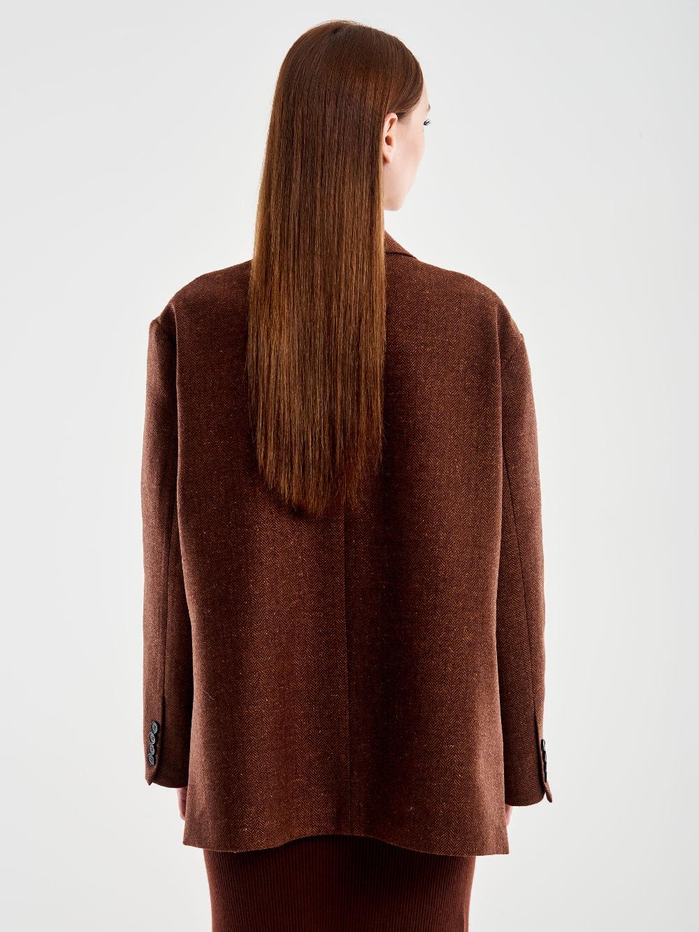 Vicolo Giacca Misto Lana Oversized Spinata Moro Shopping Online