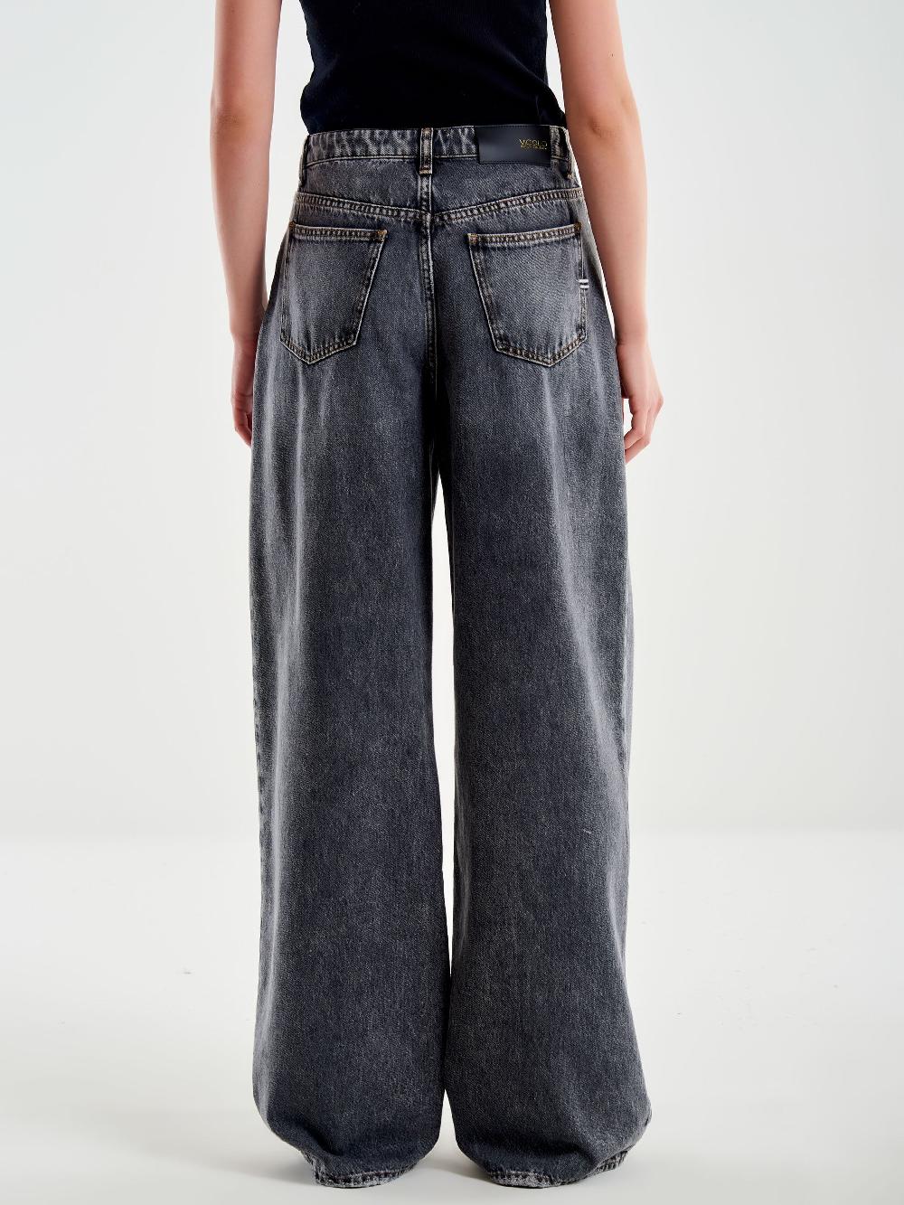 Vicolo Jeans Abby Ampi Grigi Nero Outlet