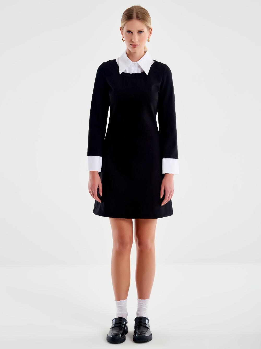 Vicolo Abito con Polsini e Colletto Nero Super Saving Price