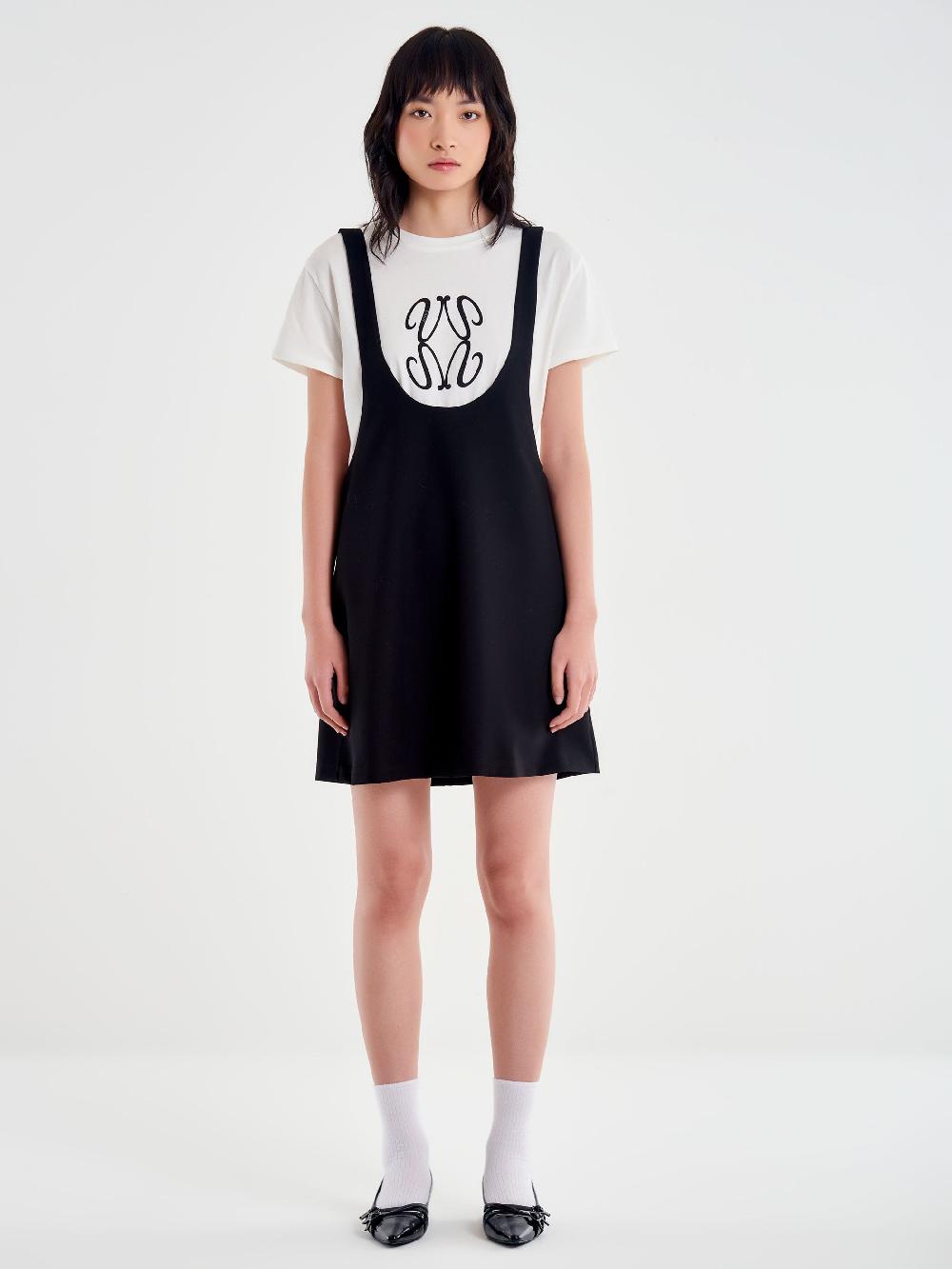 Vicolo Abito a Trapezio con T-Shirt Nero 2025
