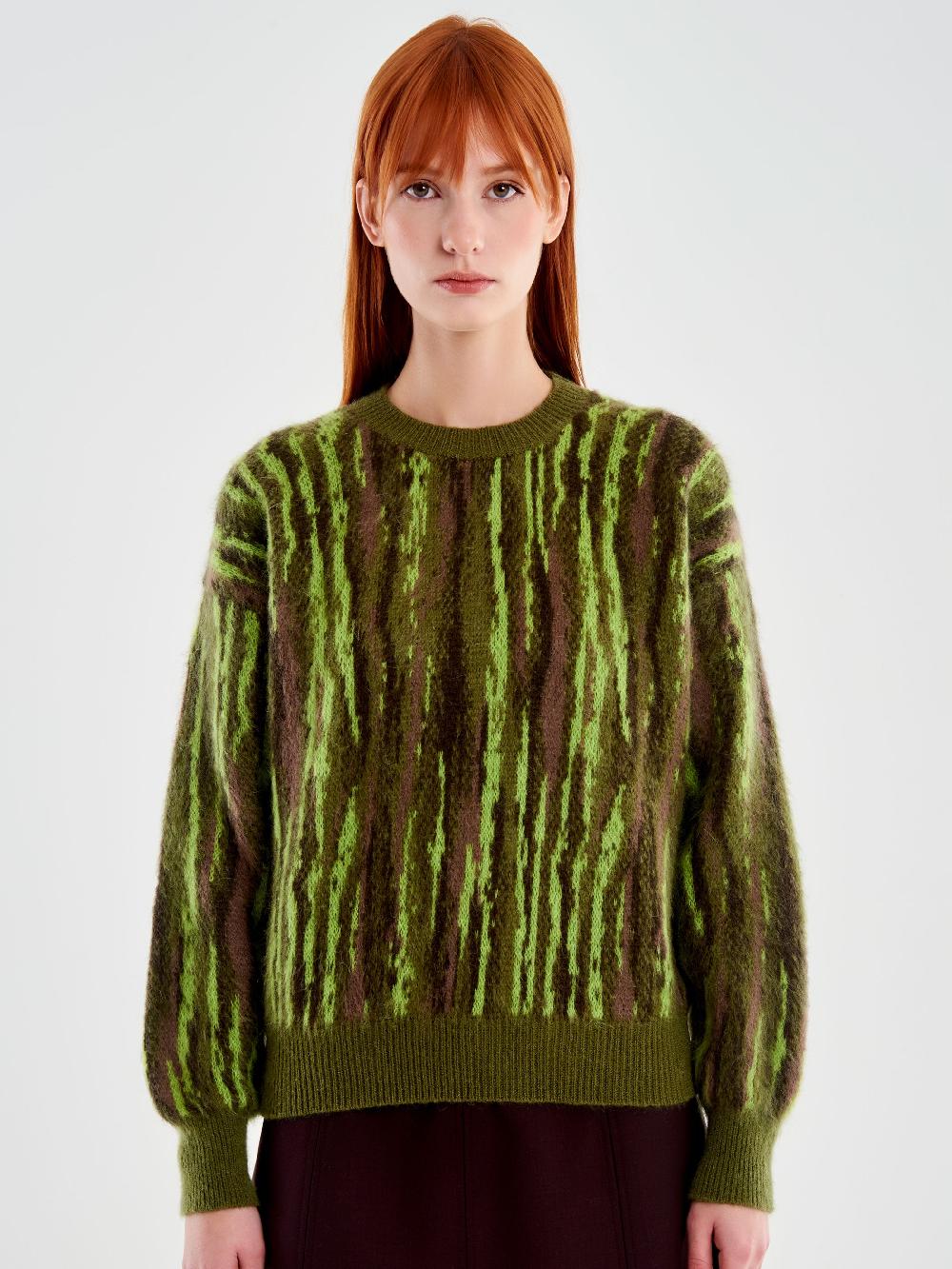 Vicolo Pull Girocollo Fantasia Verde Qualità