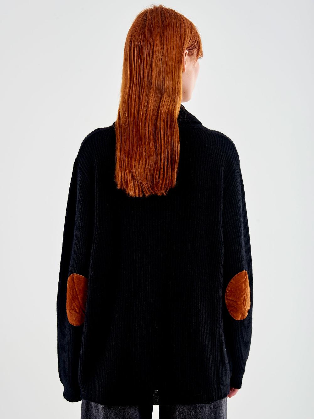 Vicolo Cardigan con Toppe Nero Soddisfazione Garantita