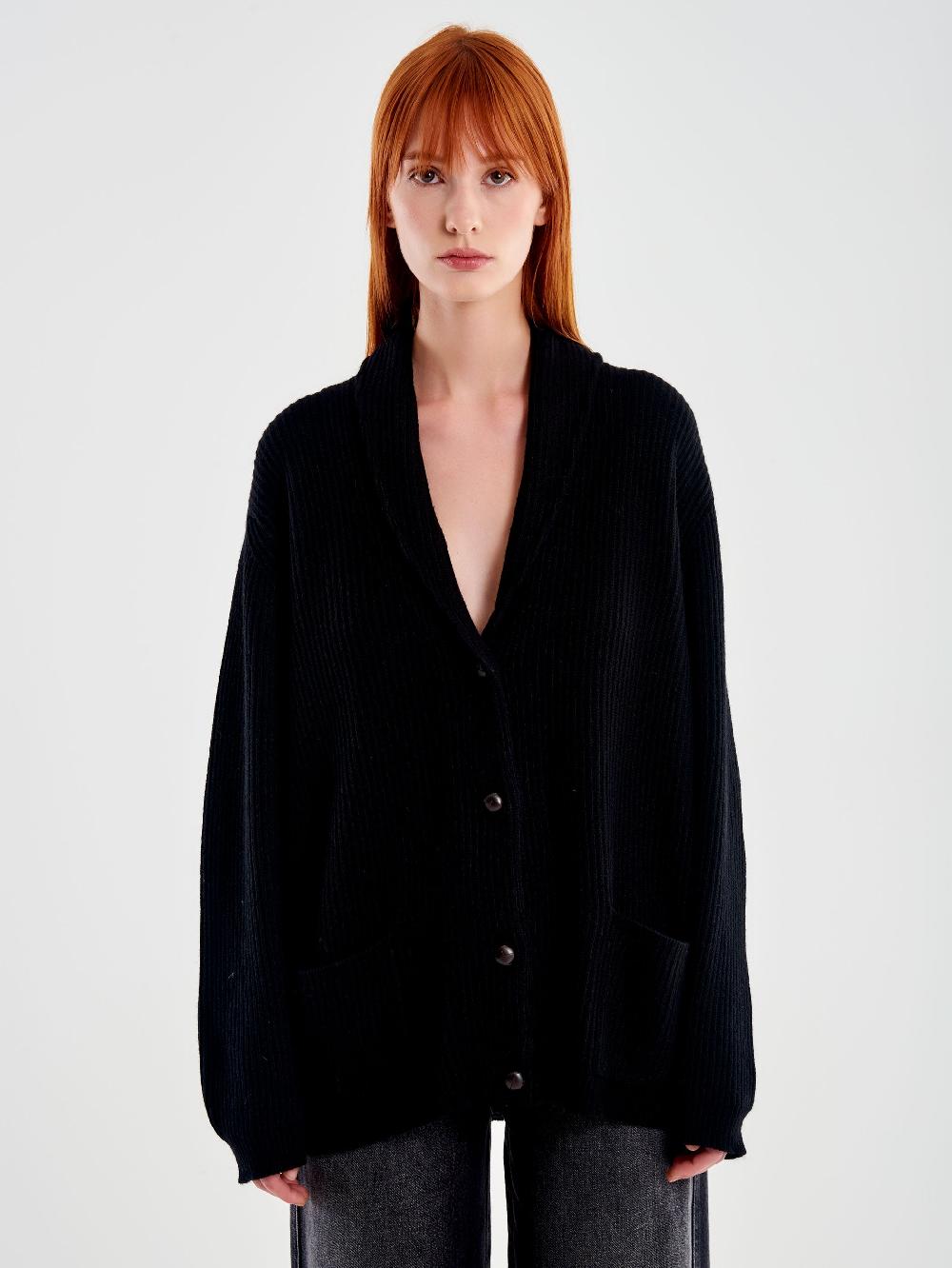 Vicolo Cardigan con Toppe Nero Soddisfazione Garantita