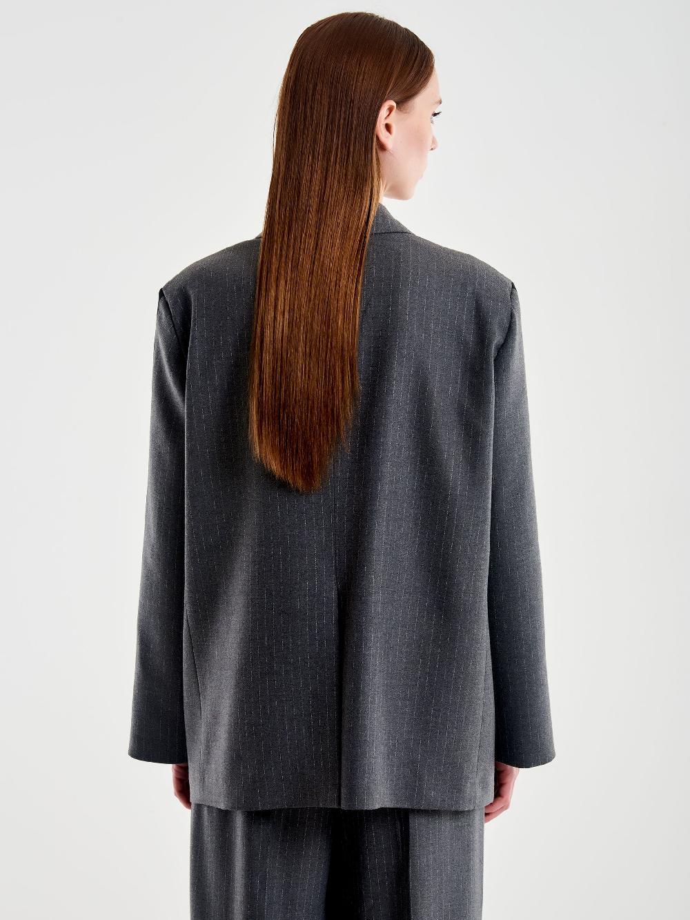 Vicolo Blazer Gessato con Banda Laterale Grigio Consegna Veloce