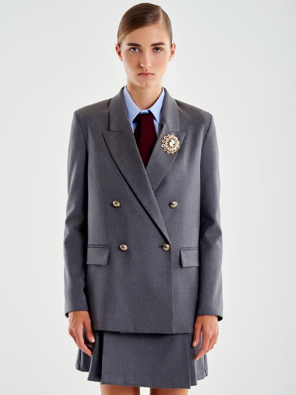 Vicolo Blazer Con Spilla Grigio Fino Al -60%