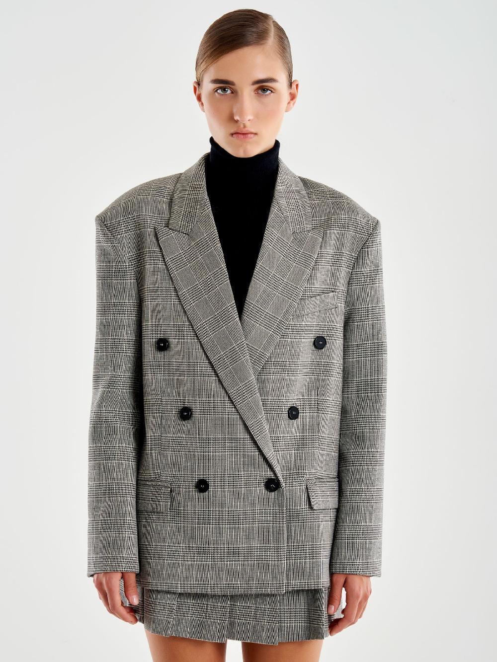 Vicolo Blazer Over Doppiopetto Principe di Galles Grigio Shopping Online