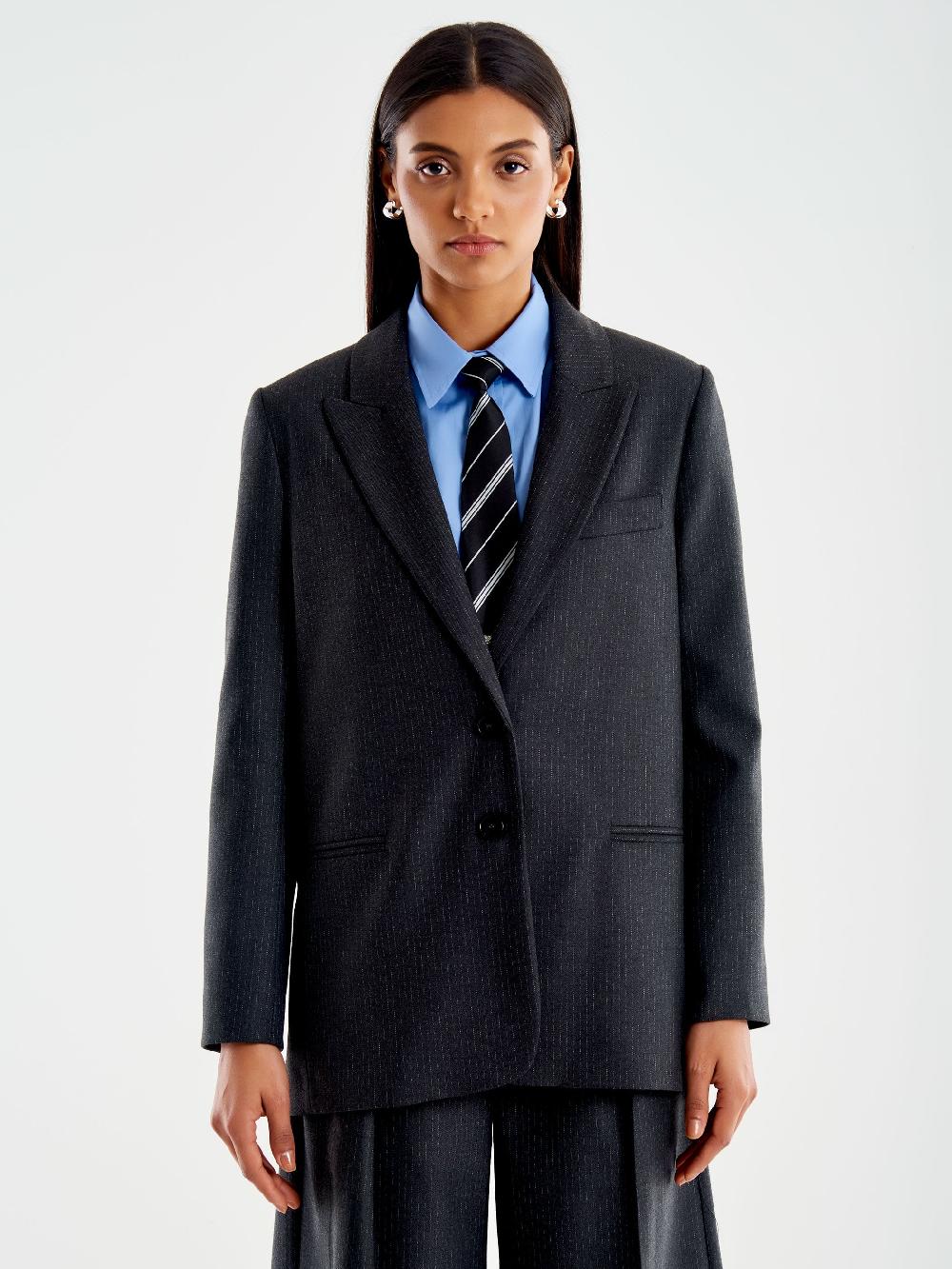 Vicolo Blazer Gessato Lurex Grigio Affare Del Giorno