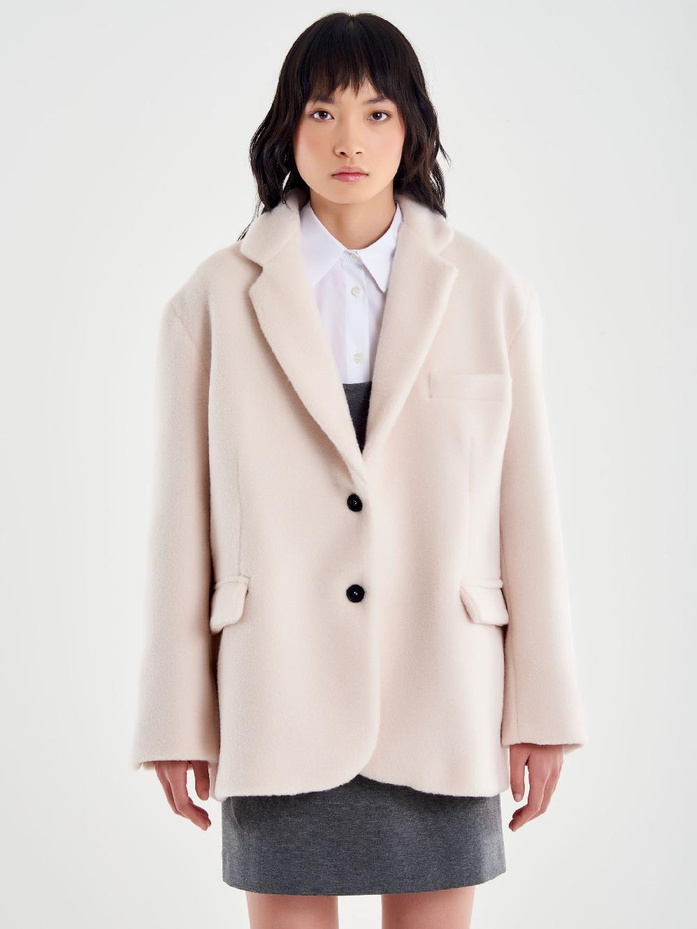 Vicolo Blazer Bouclé Oversized Bianco Outlet