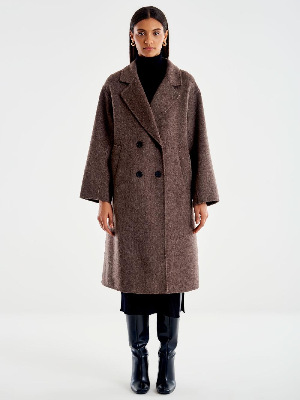 Vicolo Cappotto Doppiopetto Oversized Moro Vendita Calda