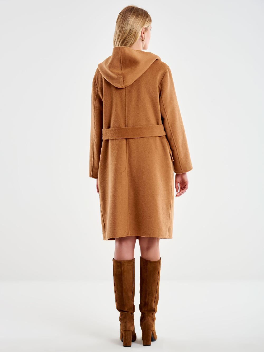 Vicolo Cappotto con Cappuccio Cammello Vendita Economica