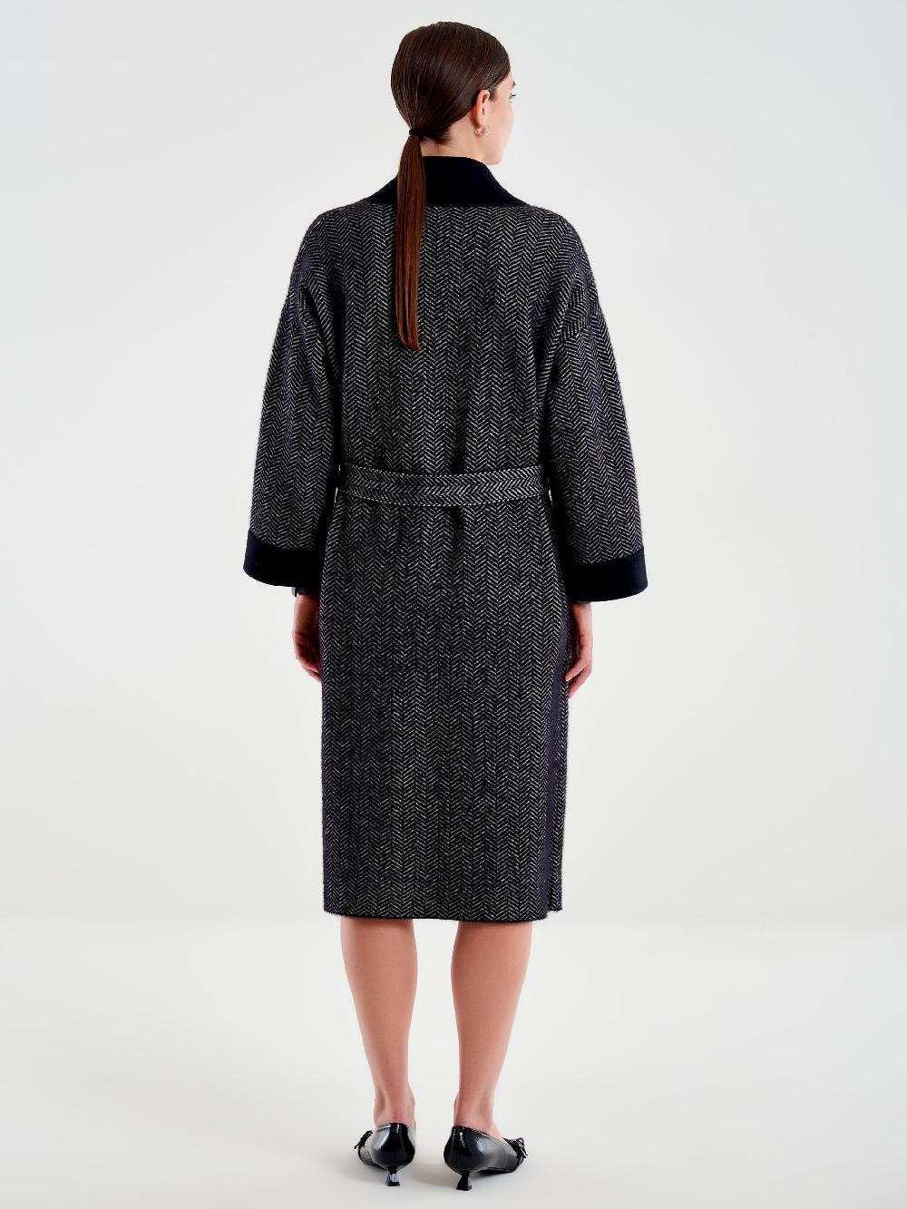 Vicolo Cappotto con Nappe in Maglia Nero Vendite Flash