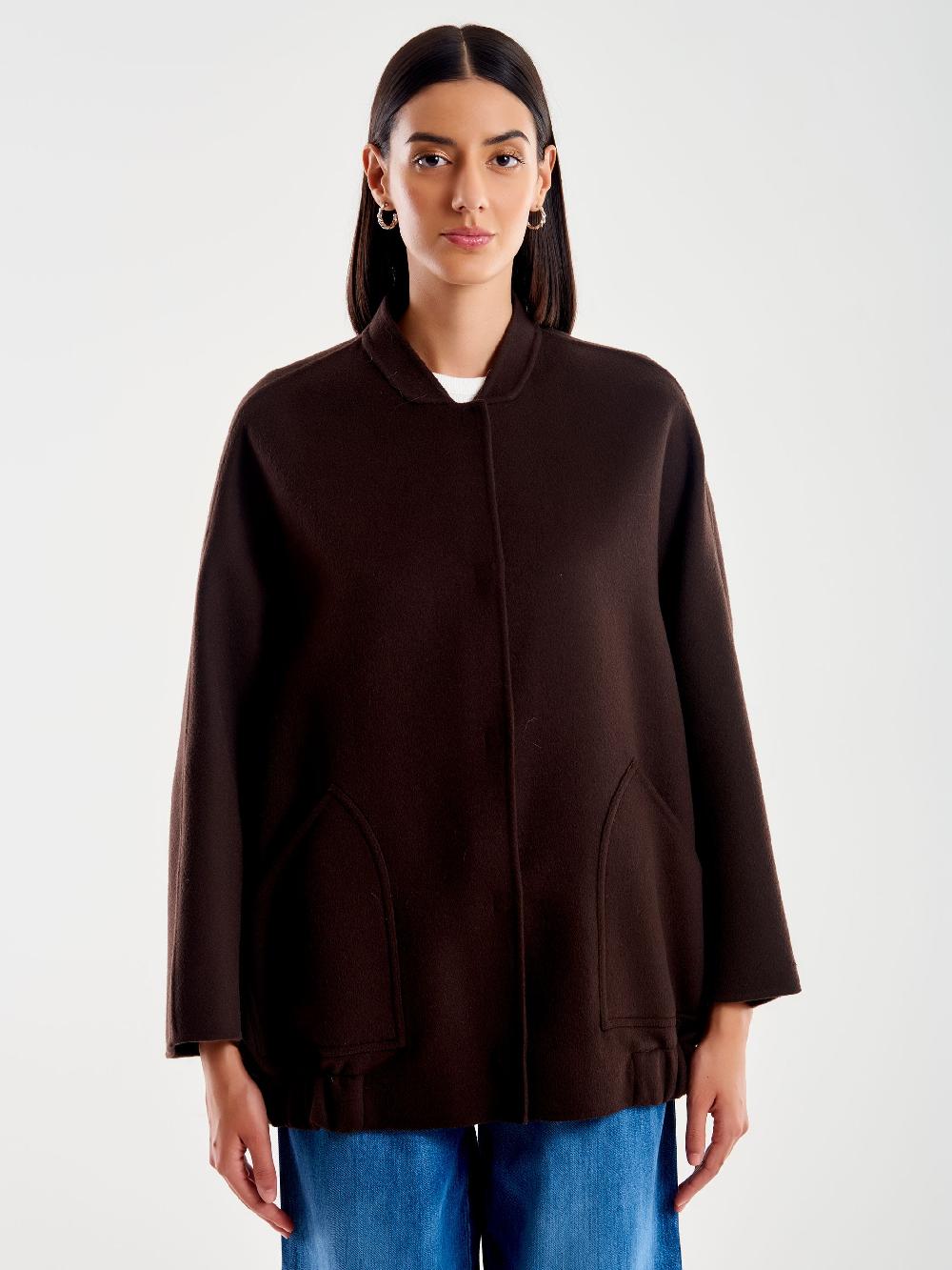 Vicolo Bomber in Misto Lana Marrone Moda