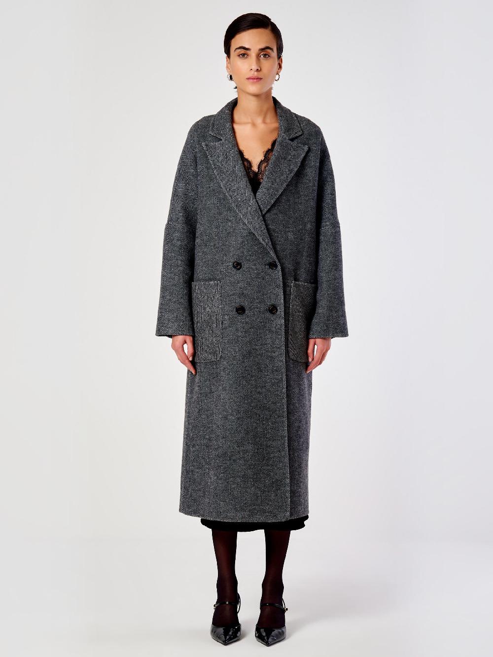 Vicolo Cappotto Doppiopetto Spinato Grigio 2025