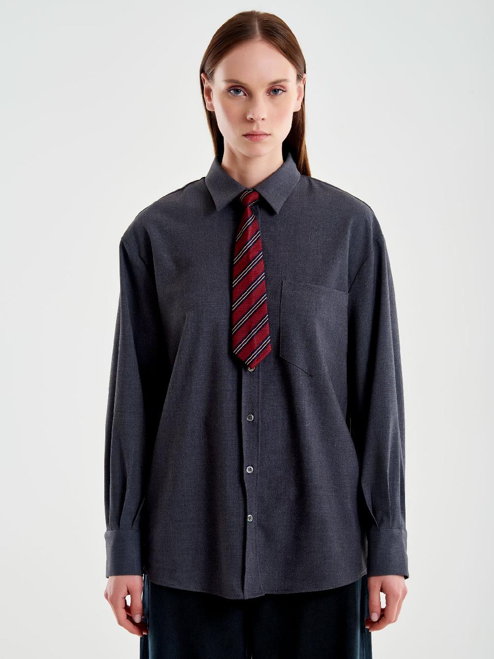 Vicolo Camicia con Cravatta a Righe Grigio Vendita