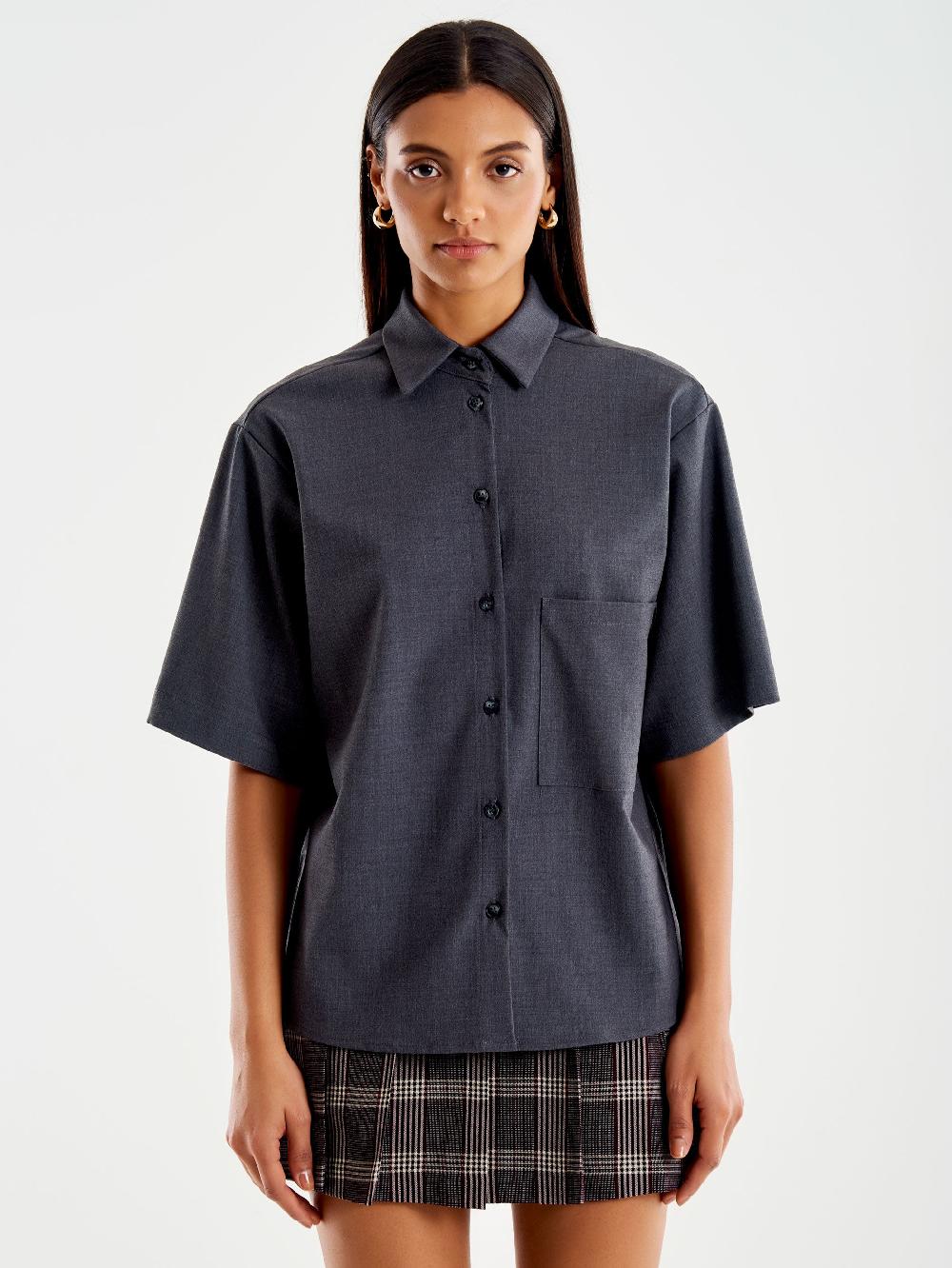 Vicolo Camicia Maniche Corte con Taschina Grigio Promozione