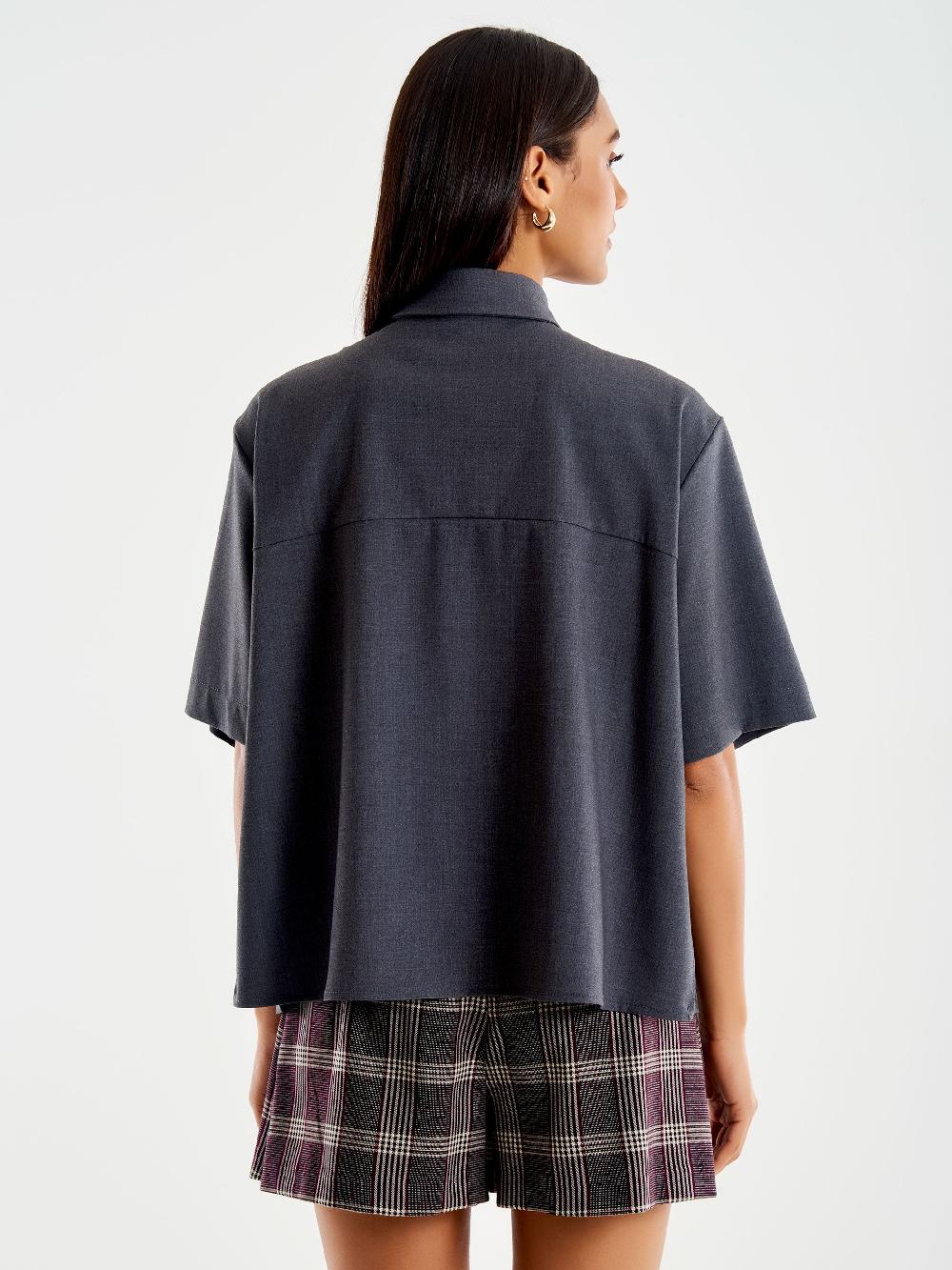 Vicolo Camicia Maniche Corte con Taschina Grigio Promozione