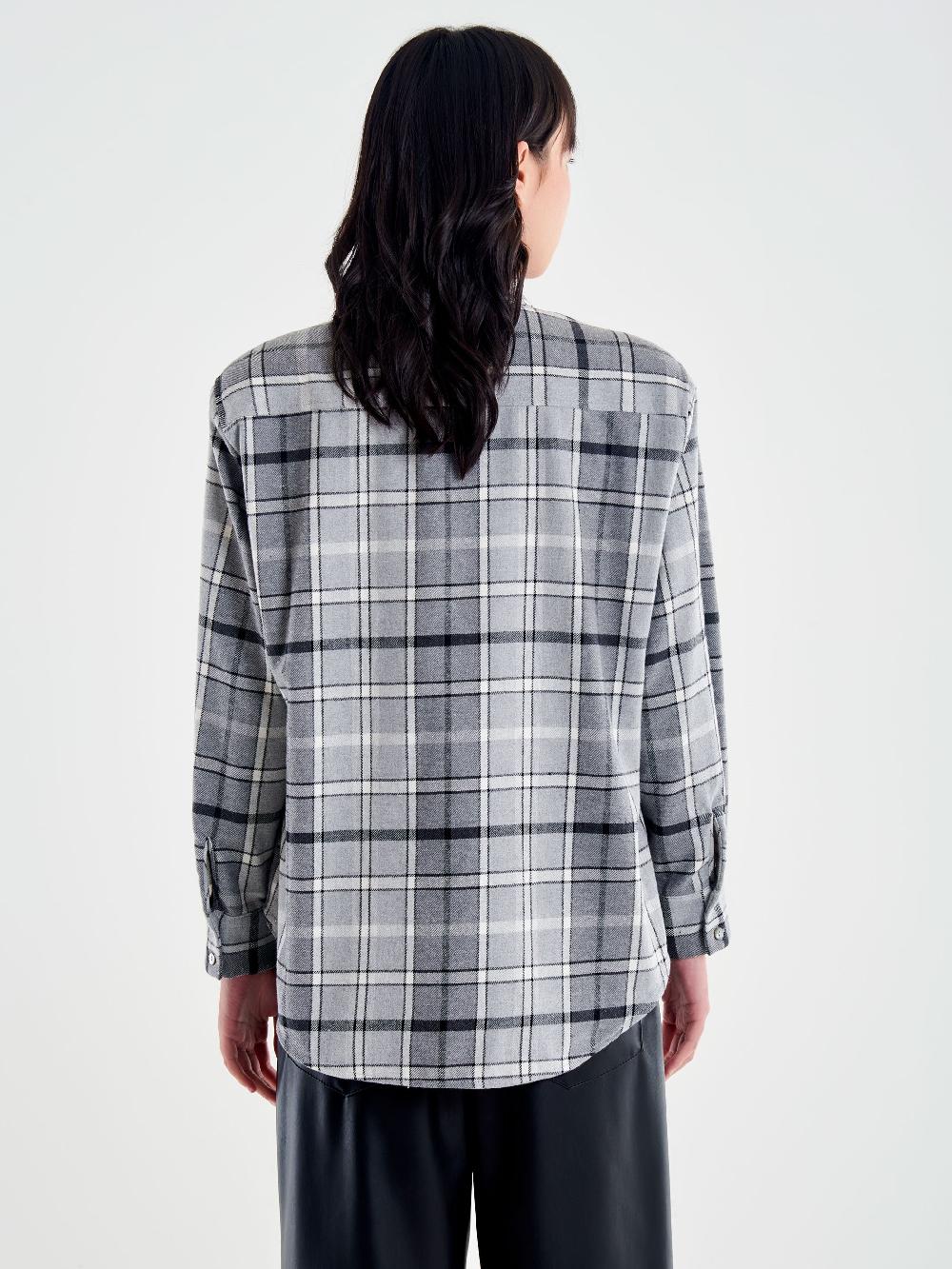 Vicolo Camicia Spalle Over Check Grigio Spedizione Gratuita