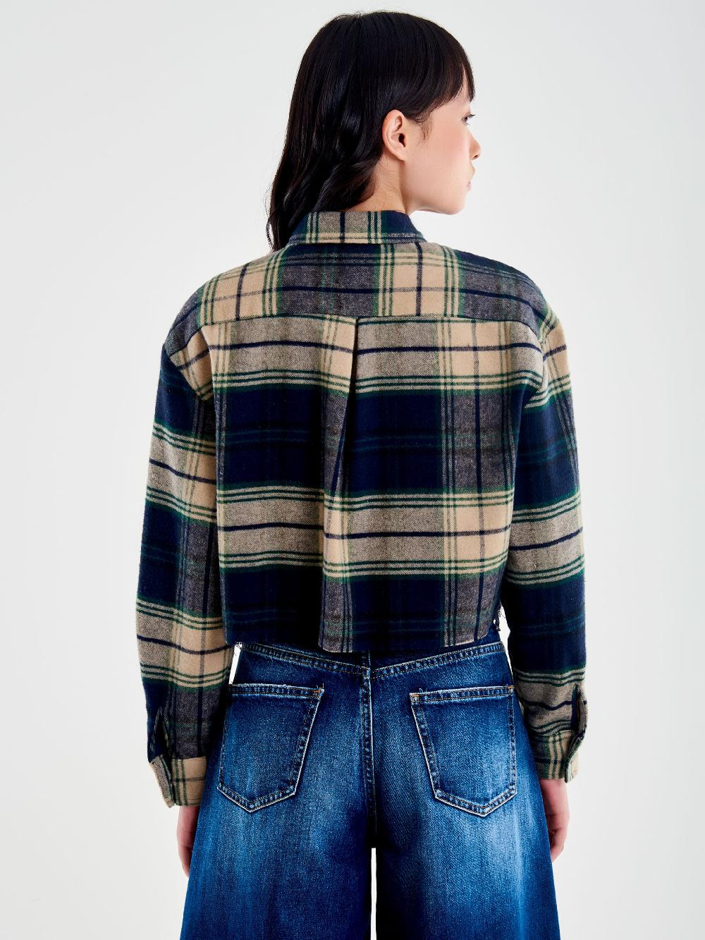 Vicolo Camicia Check Cropped Blu Soddisfazione Garantita