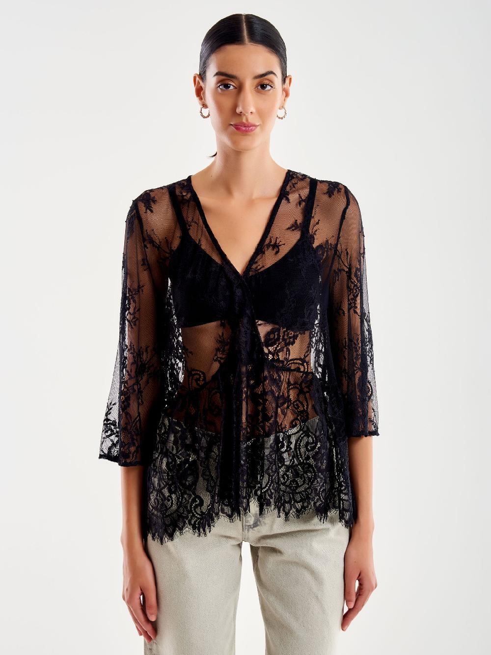 Vicolo Camicia in Pizzo Nero Consegna Veloce